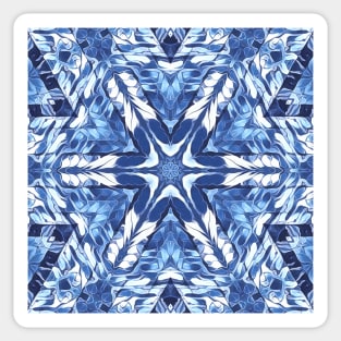 repeating creative pattern and design hexagonal kaleidoscopic style in shades of BLUE Sticker